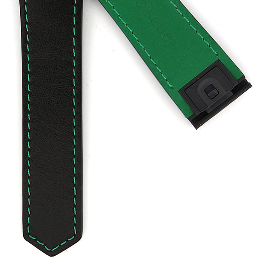 TAG Heuer Connected FC6538 SBR8010 Black with green stitching Calfskin Strap 21.09mm - Genuine OEM