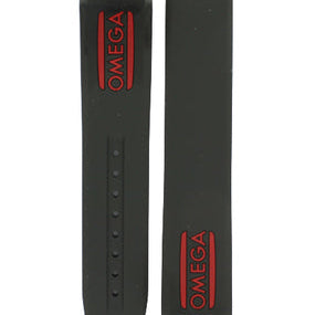 OMEGA Seamaster 212.32.44.50.01.001 Strap Rubber Black/Red 21mm Ref 98000450, 7613304004716 – Genuine OEM.