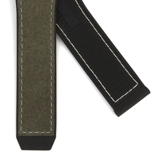 TAG Heuer Connected FT6195 SBG8A10 Black Rubber Green Leather Strap 22mm - Genuine OEM