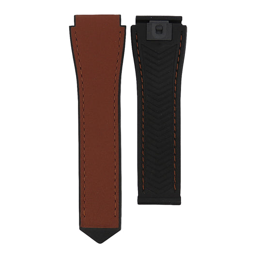 TAG Heuer Connected FT6222 SBR8A10 Black and Chestnut Rubber Strap 22mm - Genuine OEM