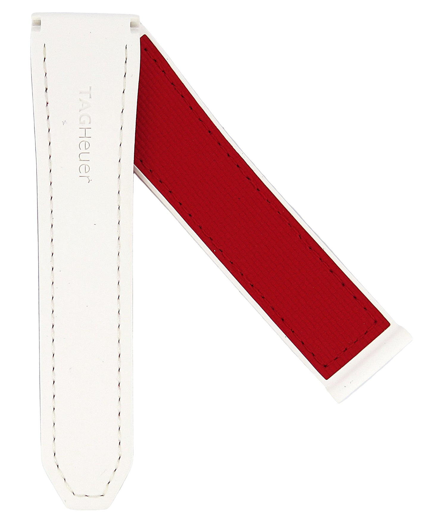 TAG Heuer Monaco FT6277 CBL218C White Rubber and Red Calfskin Strap 22mm - Genuine OEM