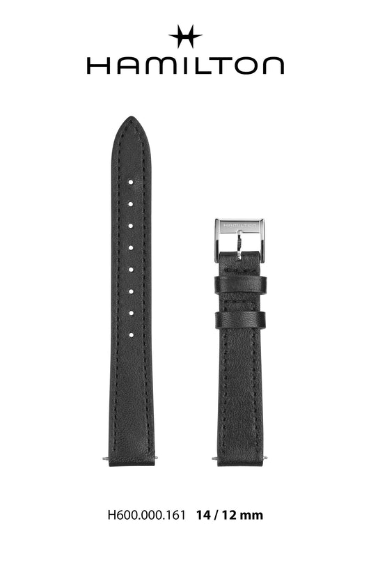 Hamilton Ardmore Leather-Black Watch Strap 14/12mm Ref H690.000.161 - Genuine OEM