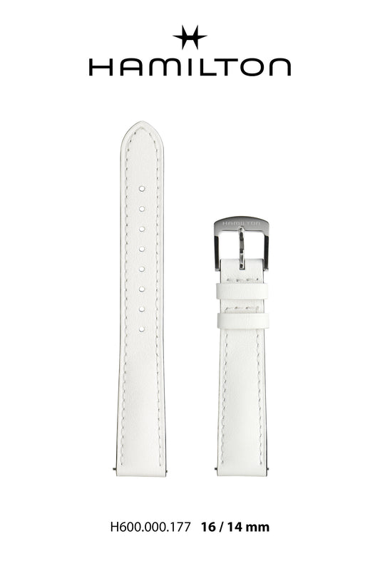 Hamilton Boulton Leather-White Watch Strap 16/14mm Ref H690.000.177 - Genuine OEM