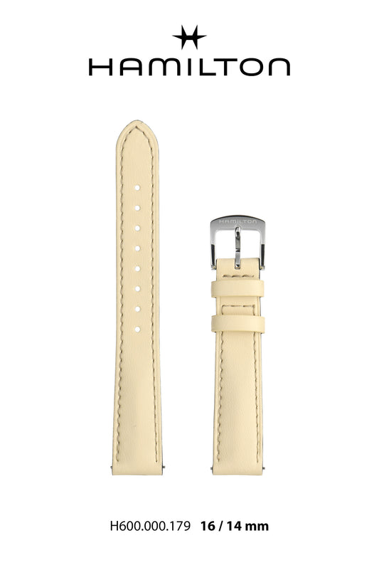 Hamilton Boulton Leather-Beige Watch Strap 16/14mm Ref H690.000.179 - Genuine OEM