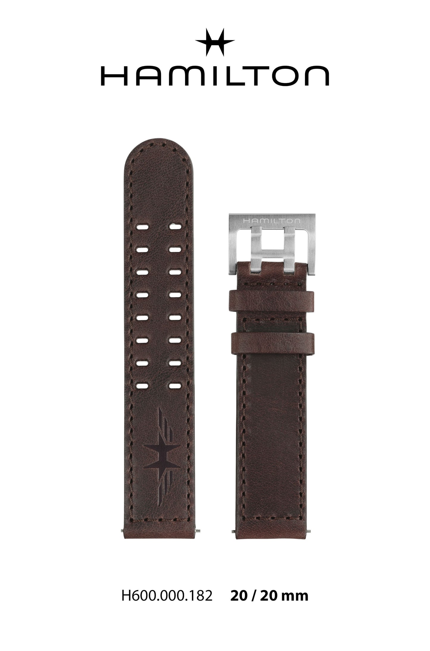 Hamilton Khaki Pilot Leather-Brown Watch Strap 20-mm Ref H690.000.182 - Genuine OEM