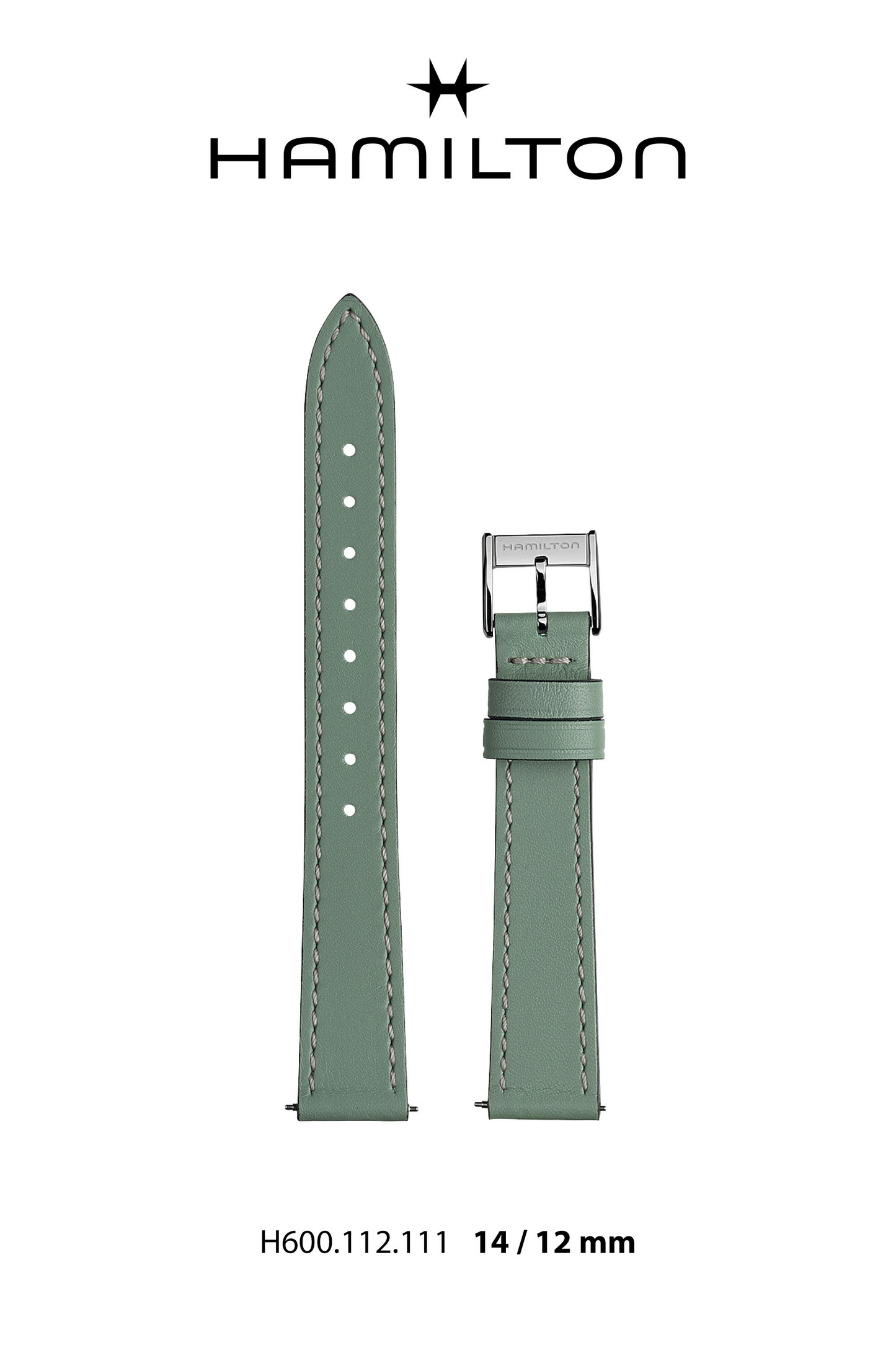 Hamilton Ardmore Leather-Green Watch Strap 14/12mm Ref H690.112.111 - Genuine OEM