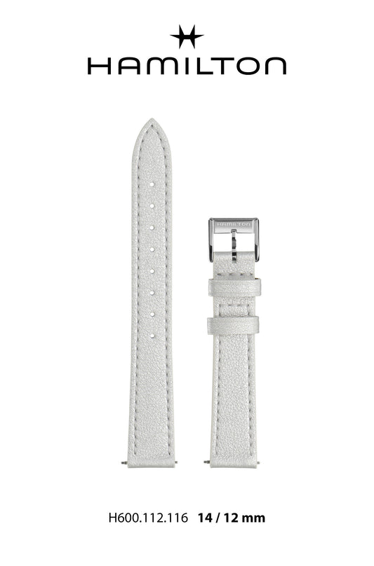 Hamilton Ardmore Leather-Silver Watch Strap 14/12mm Ref H690.112.116 - Genuine OEM