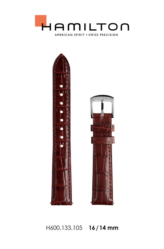 Hamilton Boulton Leather-Red Watch Strap 16/14mm Ref H690.133.105- Genuine OEM