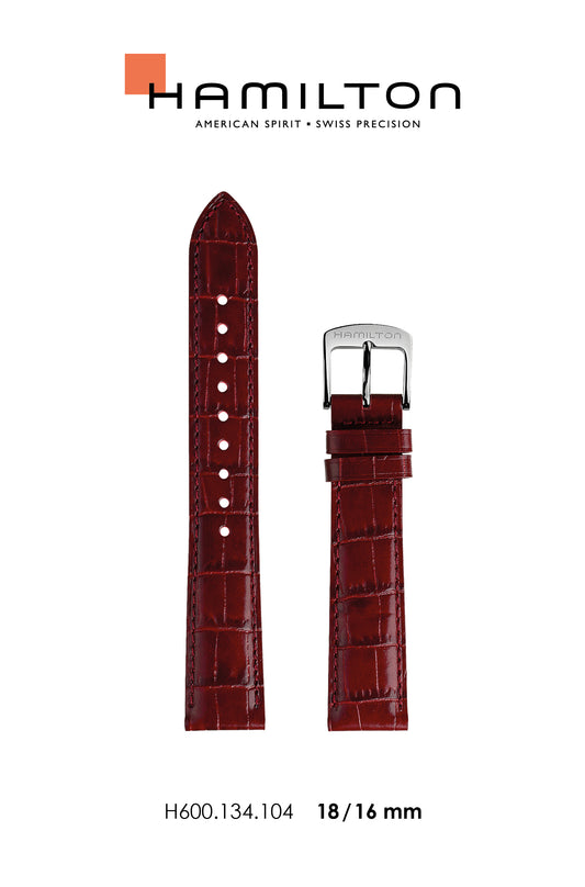 Hamilton Boulton Leather- Red Watch Strap 18/16mm Ref H690.134.104 - Genuine OEM