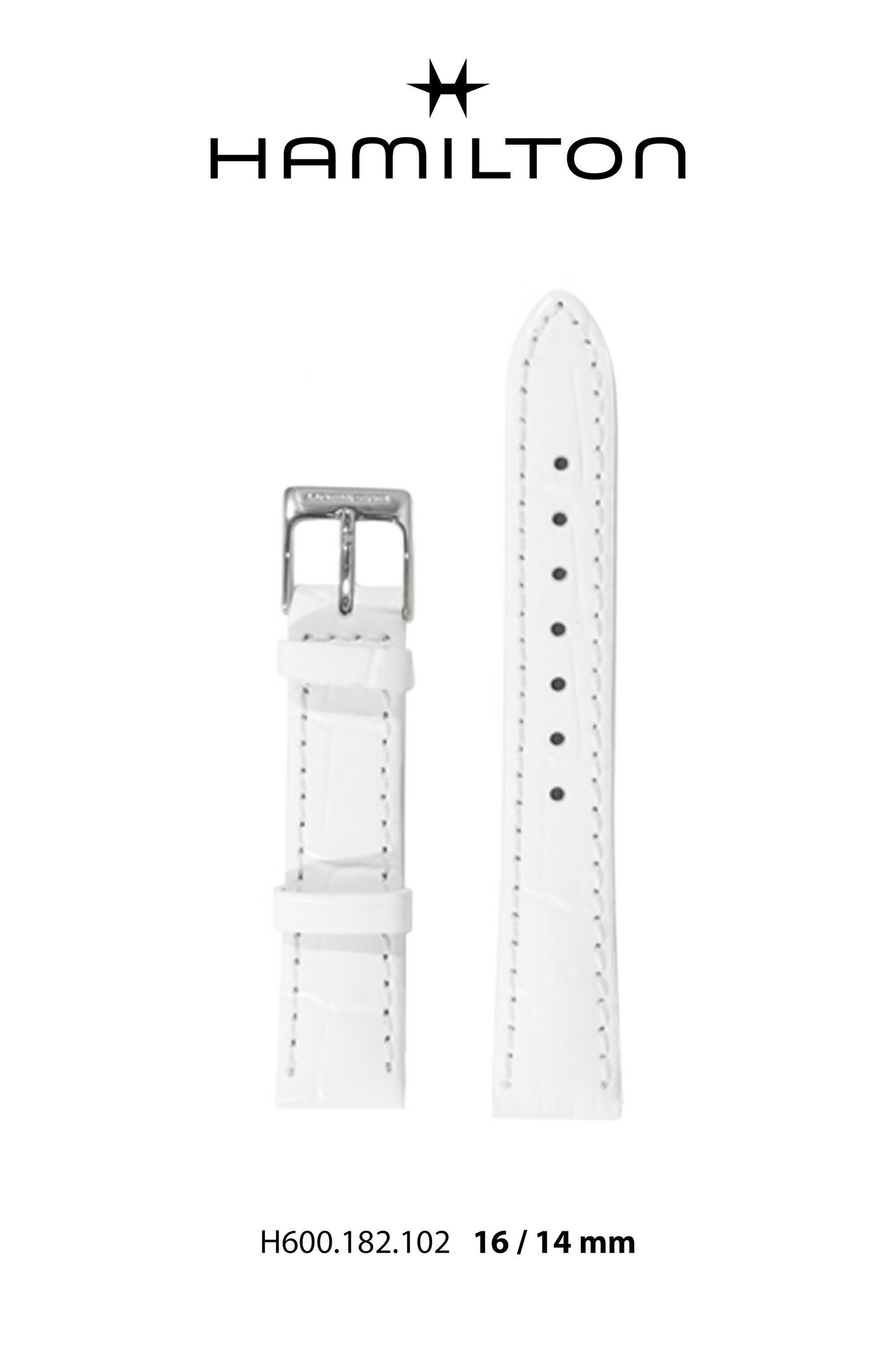 Hamilton Watch S Linwood Leather- White Watch Strap 16/14mm Ref H690.182.102- Genuine OEM