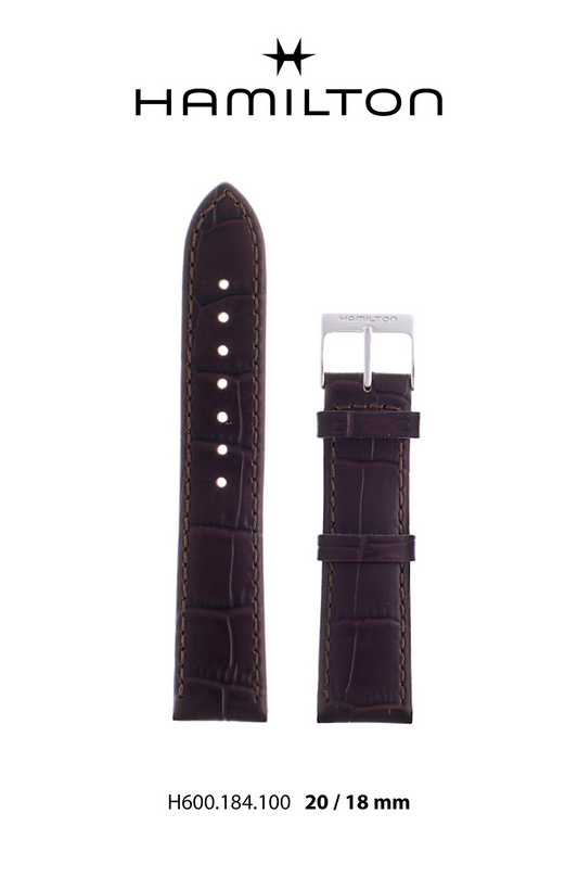 Hamilton Linwood D Leather - Brown Watch Strap 20/18mm Ref H690.184.100 - Genuine OEM
