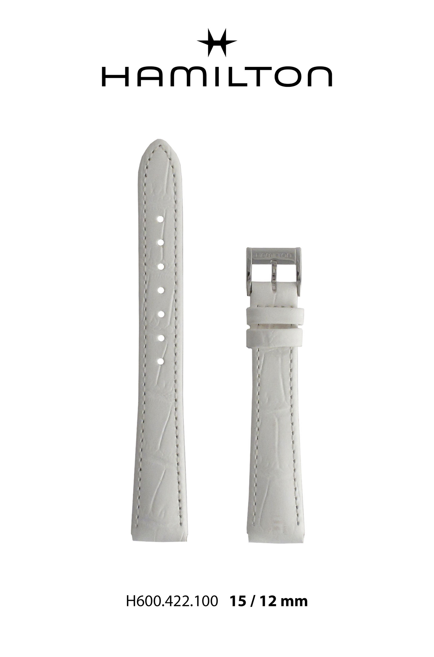 Hamilton JM Lady Leather-White Watch Strap 15-mm Ref H690.422.100 - Genuine OEM