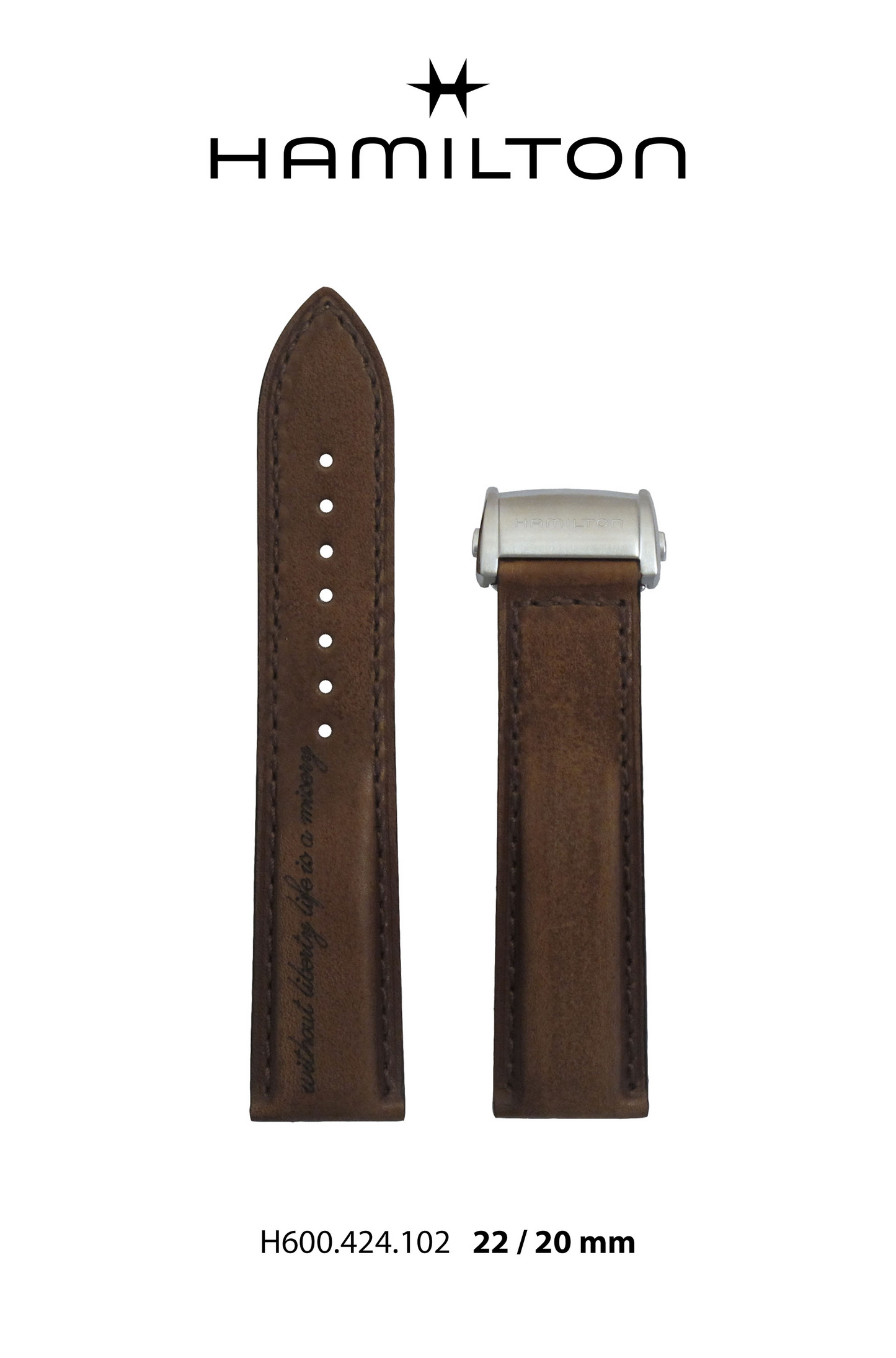 Hamilton Spirit Of Liberty Leather-Brown Watch Strap 22-mm Ref H690.424.102 - Genuine OEM
