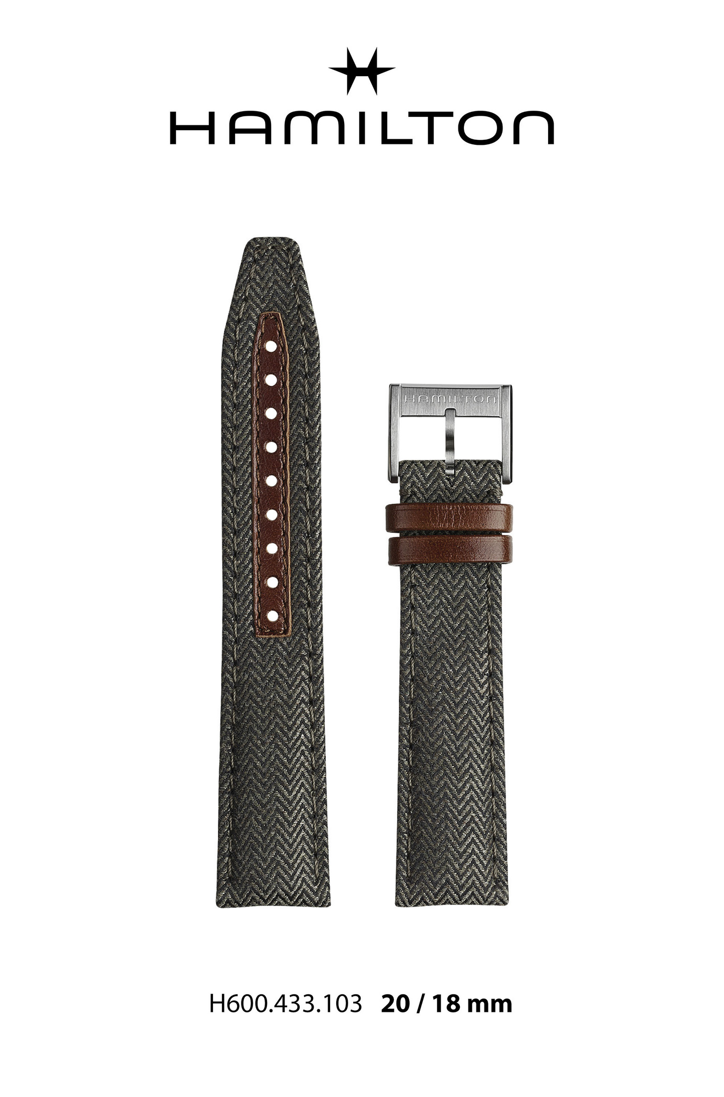 Hamilton Broadway Textile Watch Strap 20-mm Ref H694.433.103 - Genuine OEM