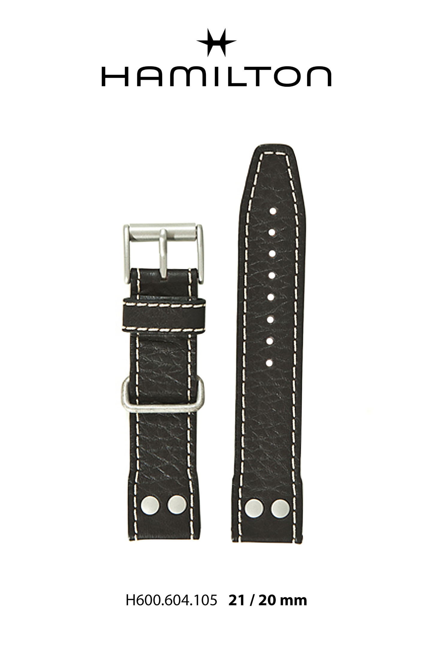 Hamilton Khaki Field Pio Leather-Brown Watch Strap 21-mm Ref H690.604.105 - Genuine OEM