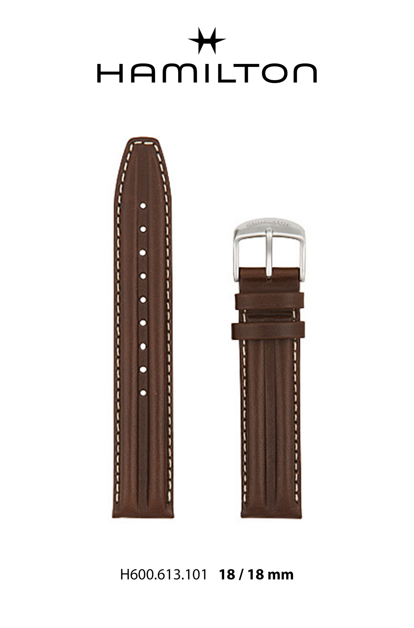 Hamilton Khaki Action Leather-Brown Watch Strap 18-mm Ref H690.613.101 - Genuine OEM