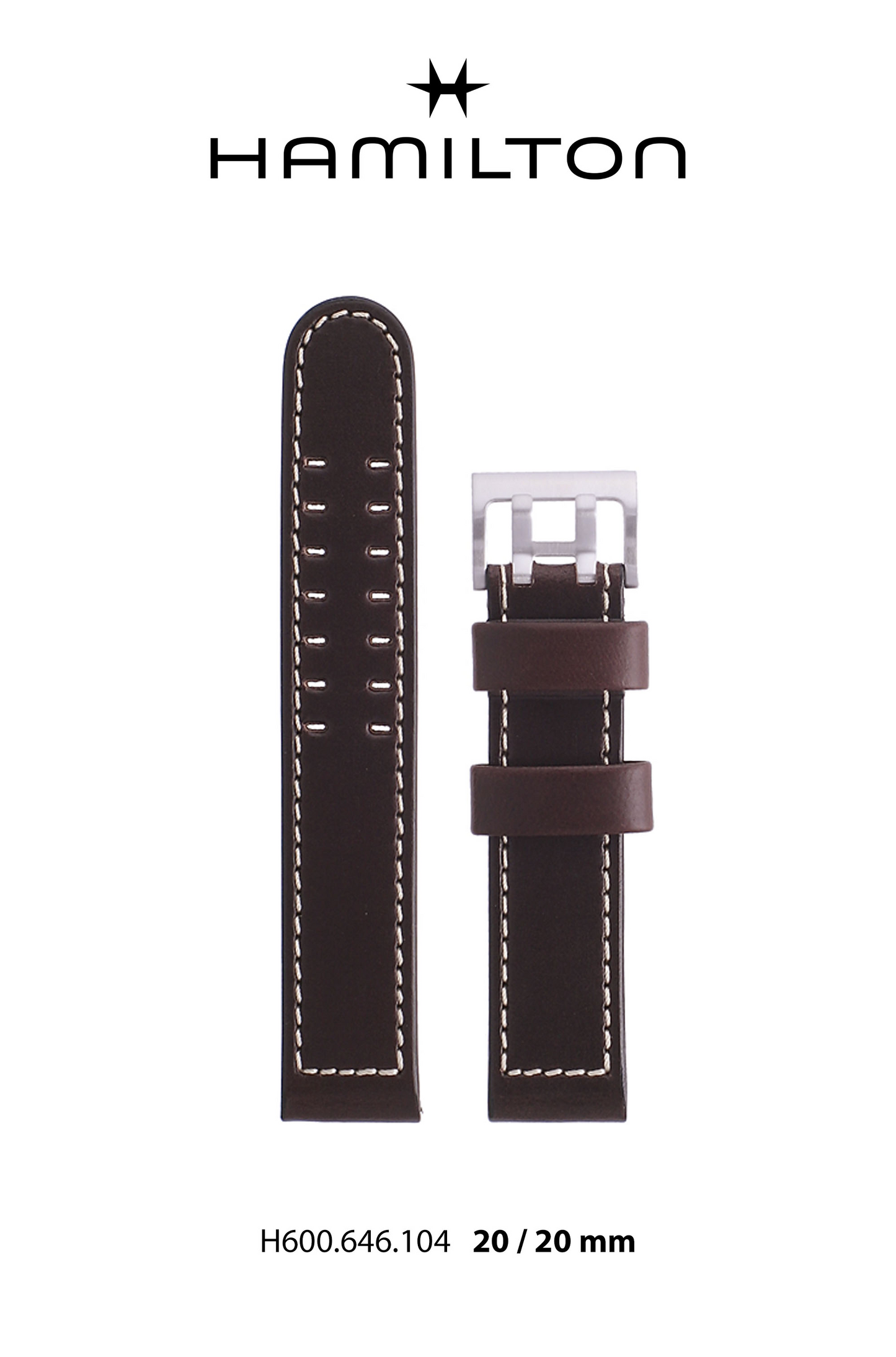 Hamilton Khaki Pilot Leather-Brown Watch Strap 20-mm Ref H690.646.104 - Genuine OEM