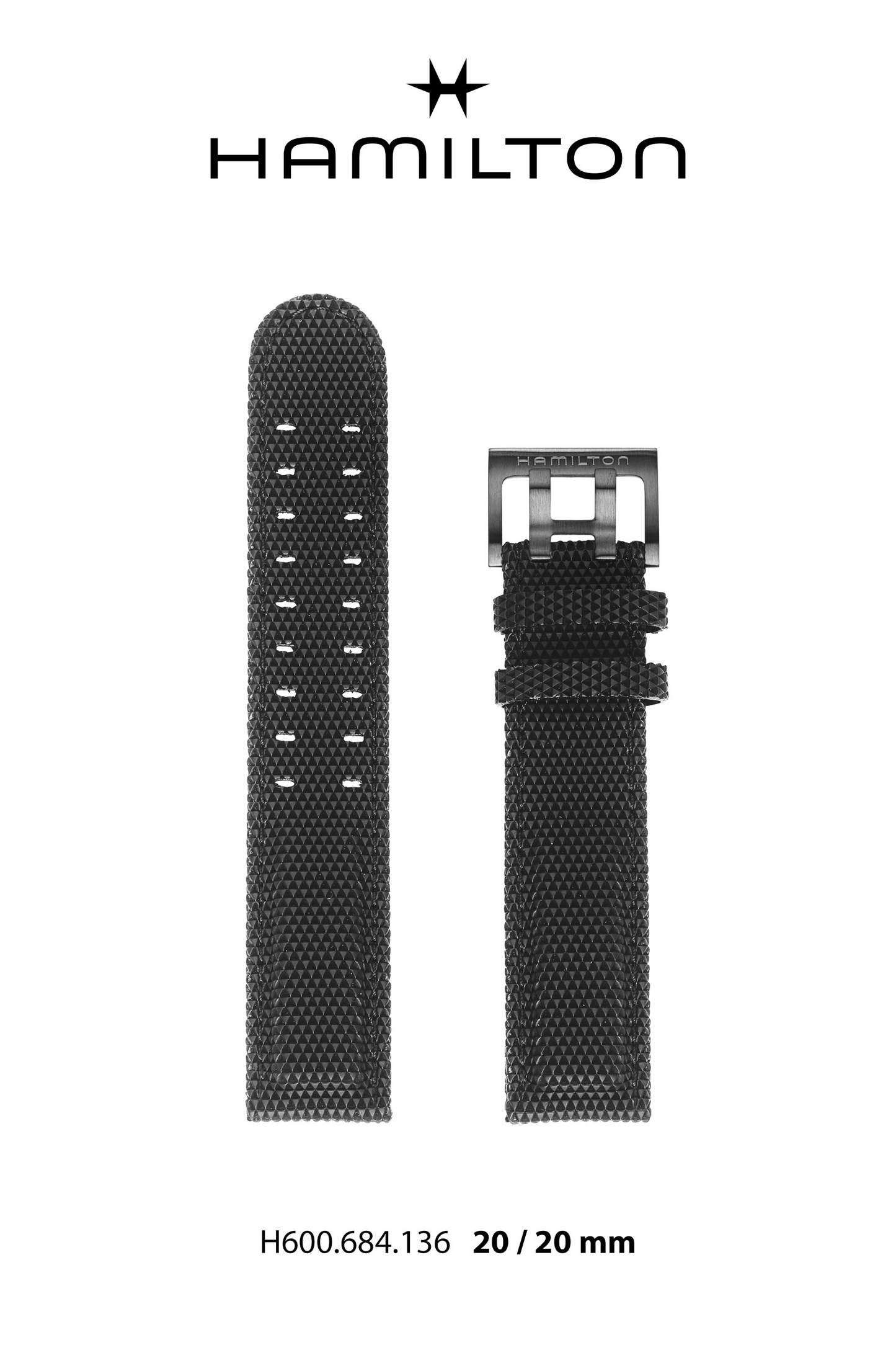 Hamilton Khaki Field Rubber Watch Strap 20-mm Ref H693.684.136 - Genuine OEM