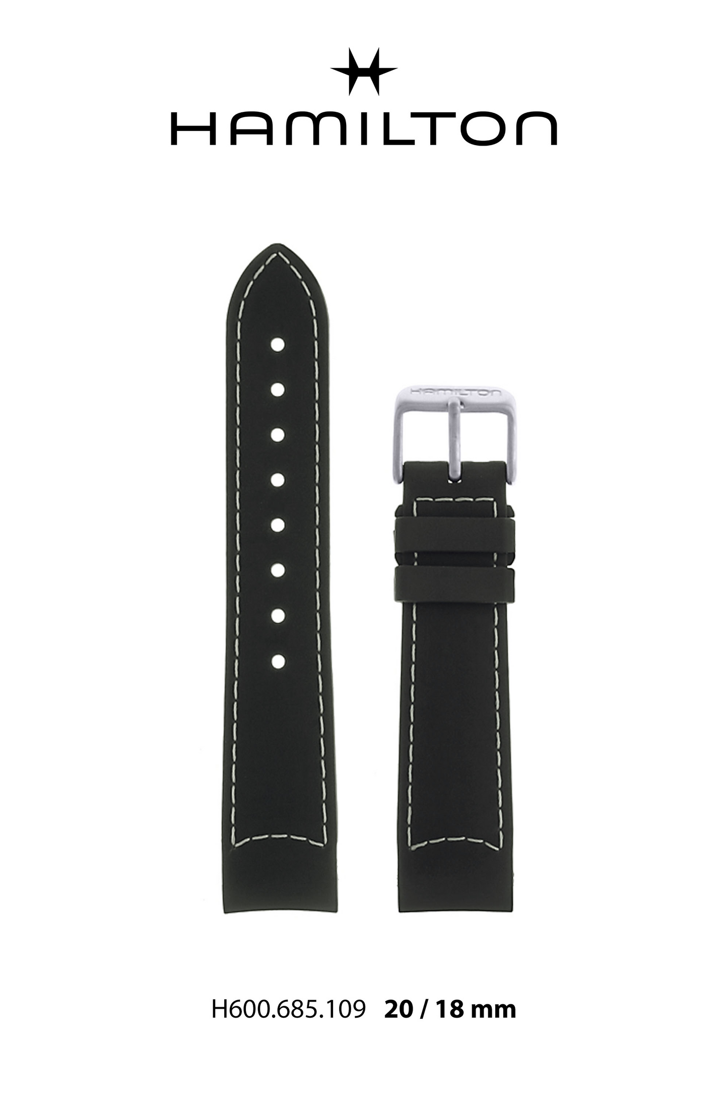 Hamilton Khaki Field Rubber Watch Strap 20-mm Ref H691.685.109 - Genuine OEM