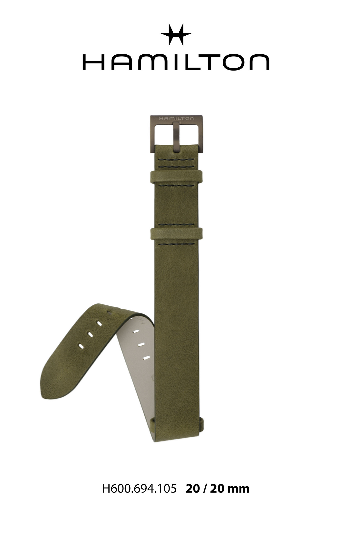 Hamilton Khaki Field Leather-Green Watch Strap 20-mm Ref H690.694.105 - Genuine OEM