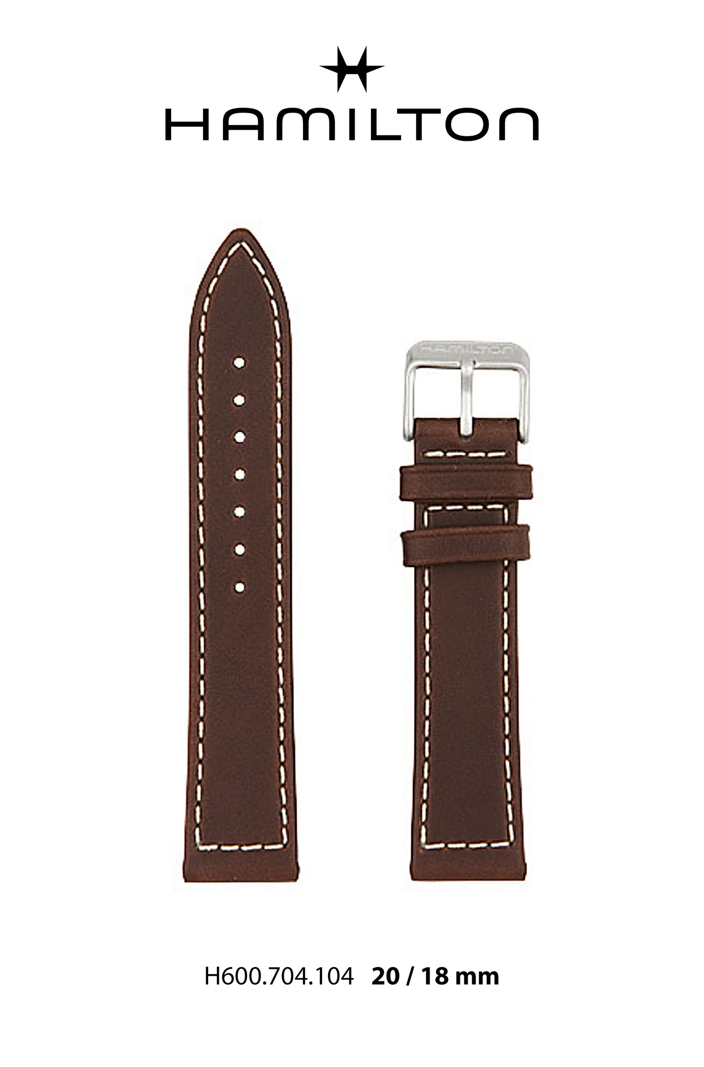 Hamilton Khaki King Leather-Brown Watch Strap 20-mm Ref H690.704.104 - Genuine OEM