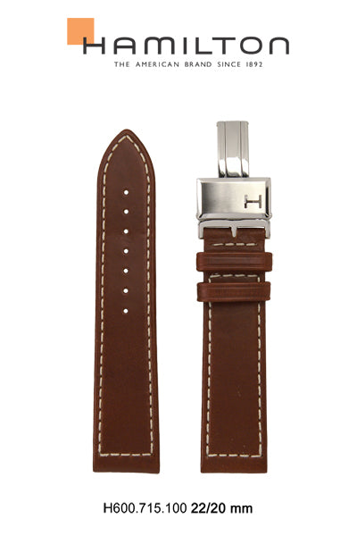 Hamilton Khaki Field Leather-Brown Watch Strap 22-mm Ref H600.715.100 - Genuine OEM