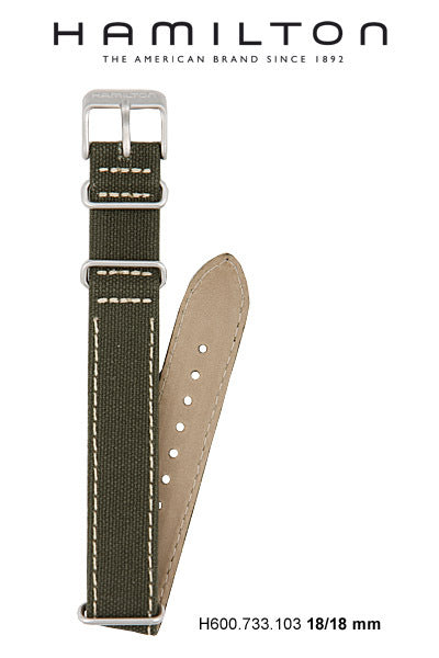 Hamilton Watch M Khaki Canvas Watch Strap 18-mm Ref H600.733.103 - Genuine OEM