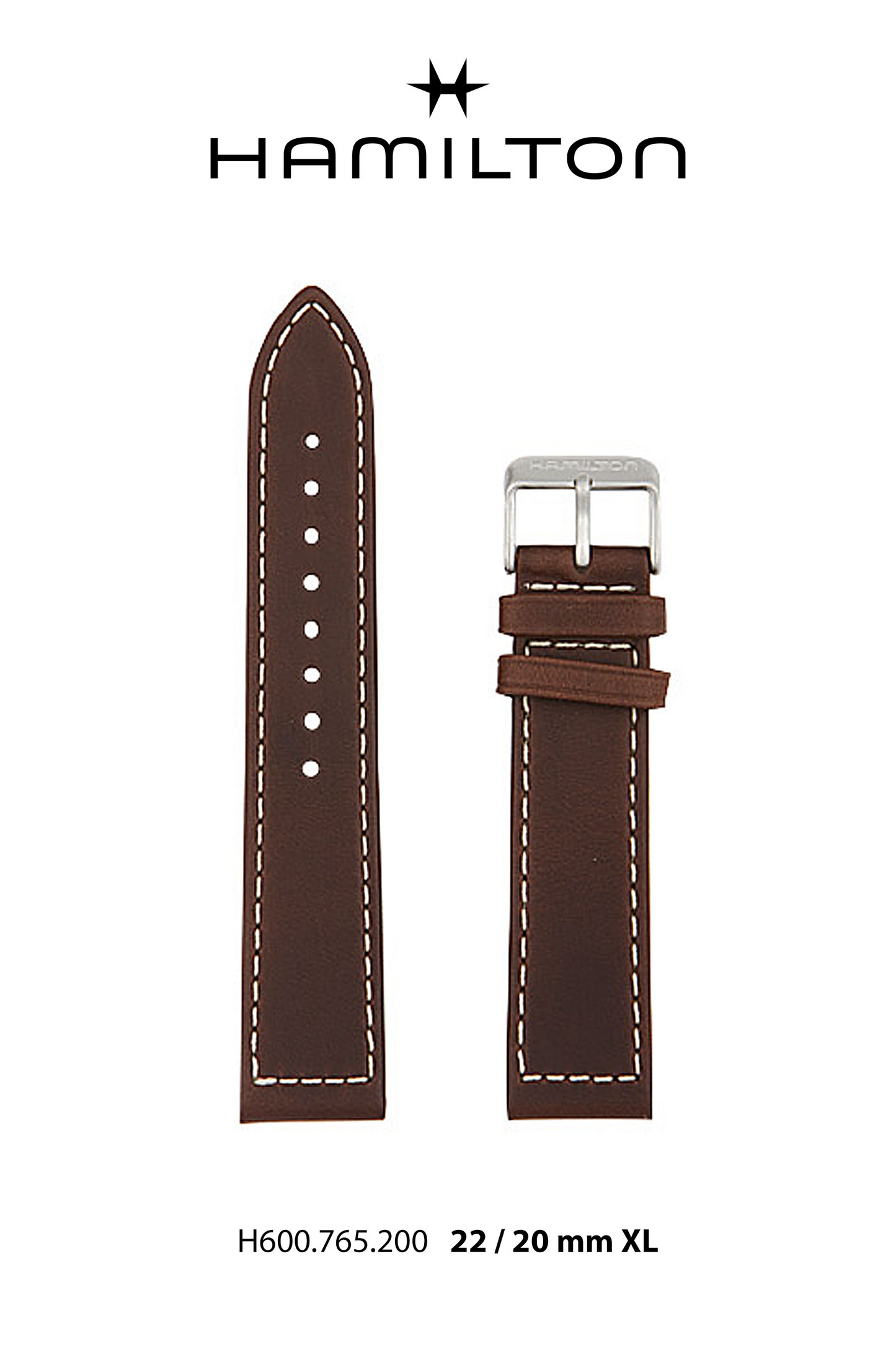 Hamilton Khaki Field Leather-Brown Watch Strap 22-mm Ref H690.765.200 - Genuine OEM