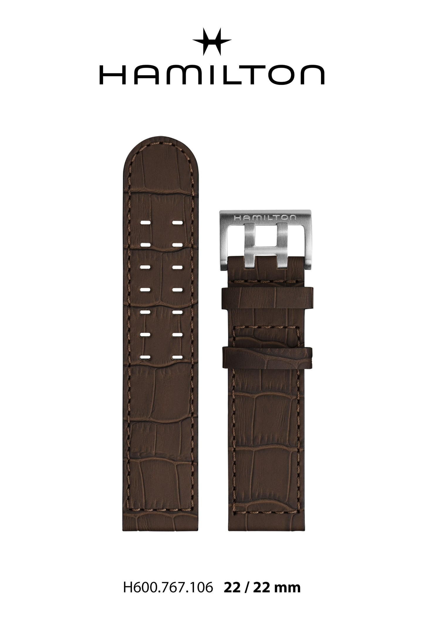 Hamilton Khaki Converter Leather-Brown Watch Strap 22-mm Ref H690.767.106 - Genuine OEM