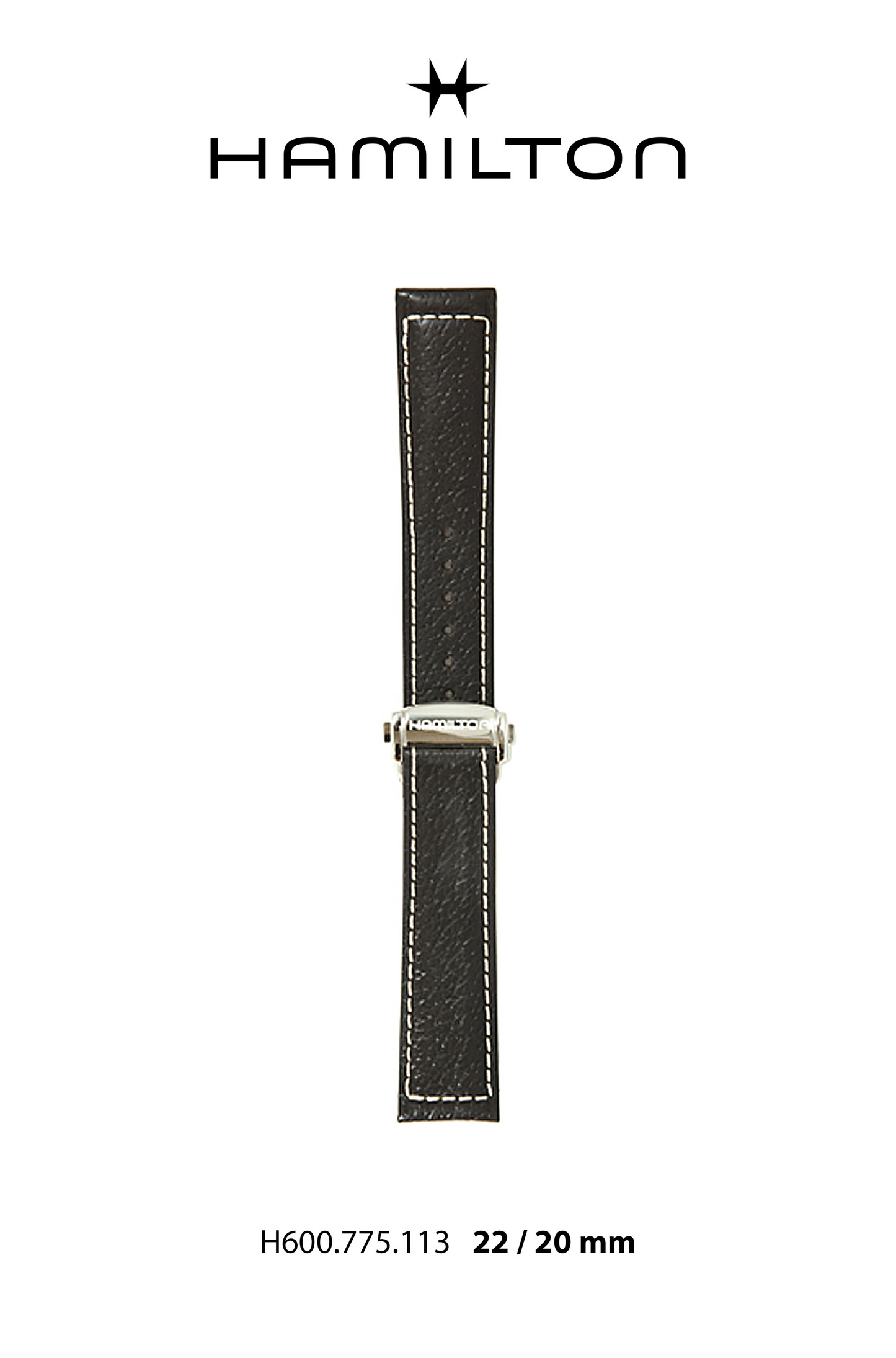 Hamilton Khaki UTC Leather-Brown Watch Strap 22-mm Ref H690.775.113 - Genuine OEM