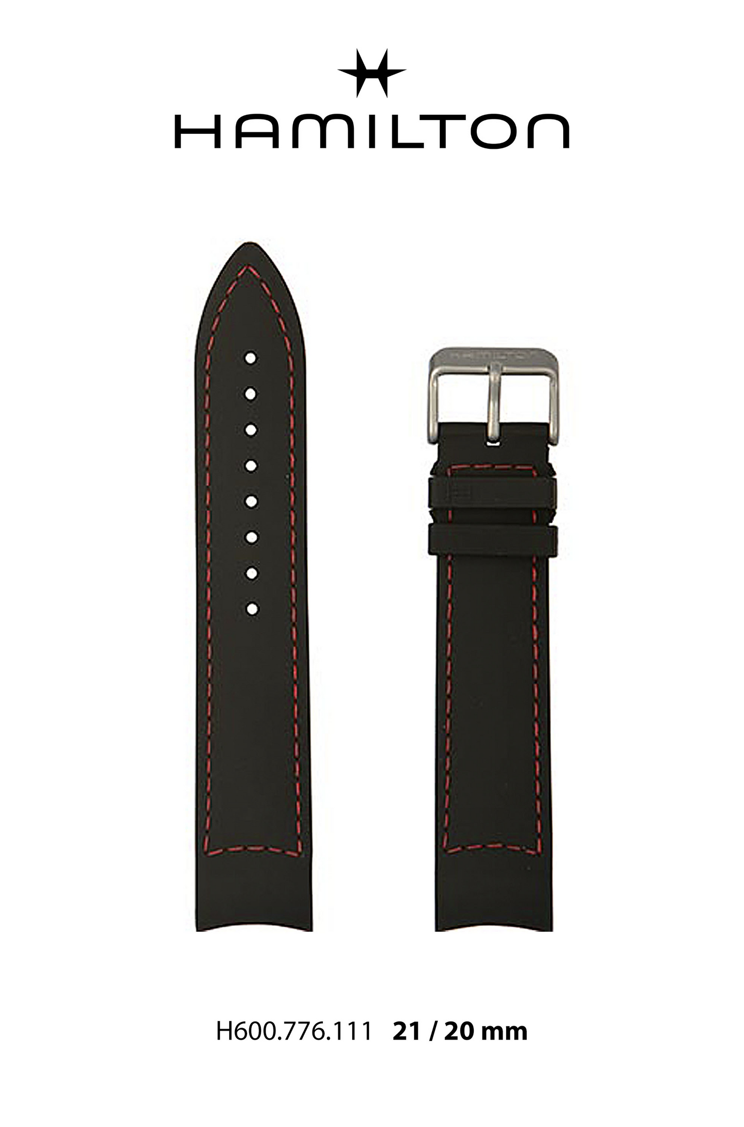 Hamilton Khaki GMT Rubber Watch Strap 21-mm Ref H691.776.111 - Genuine OEM