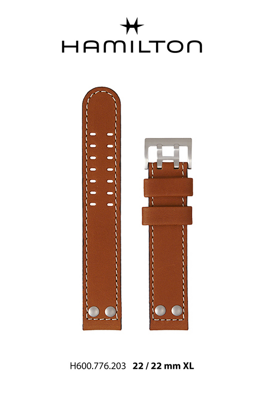 Hamilton Khaki Xwind Leather-Brown Watch Strap 22-mm Ref H690.776.203 - Genuine OEM