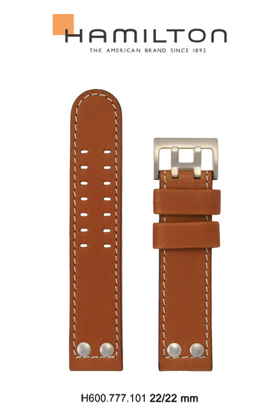 Hamilton Khaki Frogman Leather-Brown Watch Strap 22-mm Ref H600.777.101 - Genuine OEM