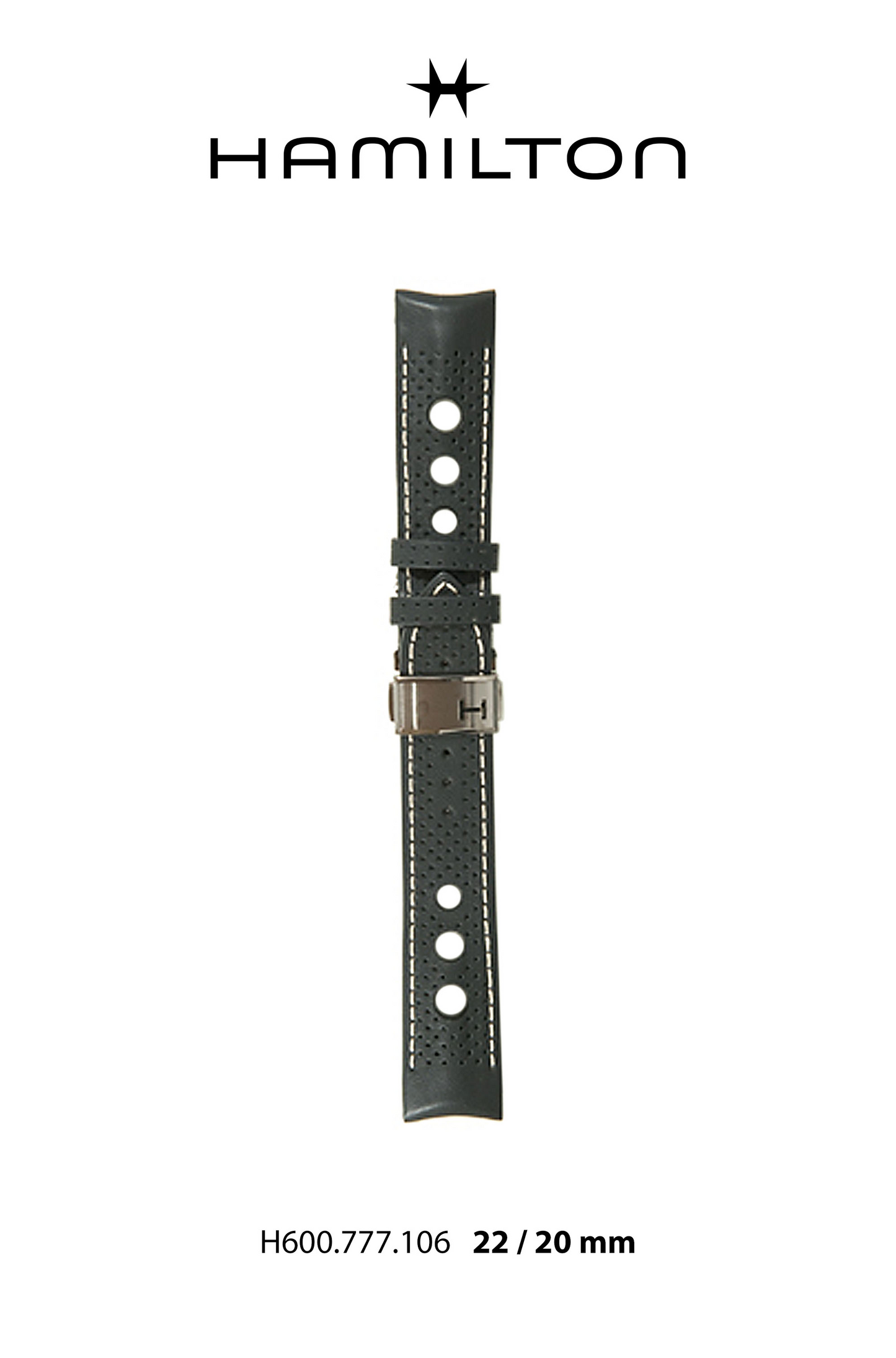 Hamilton khaki Xland Leather-Black Watch Strap 22-mm Ref H690.777.106 - Genuine OEM