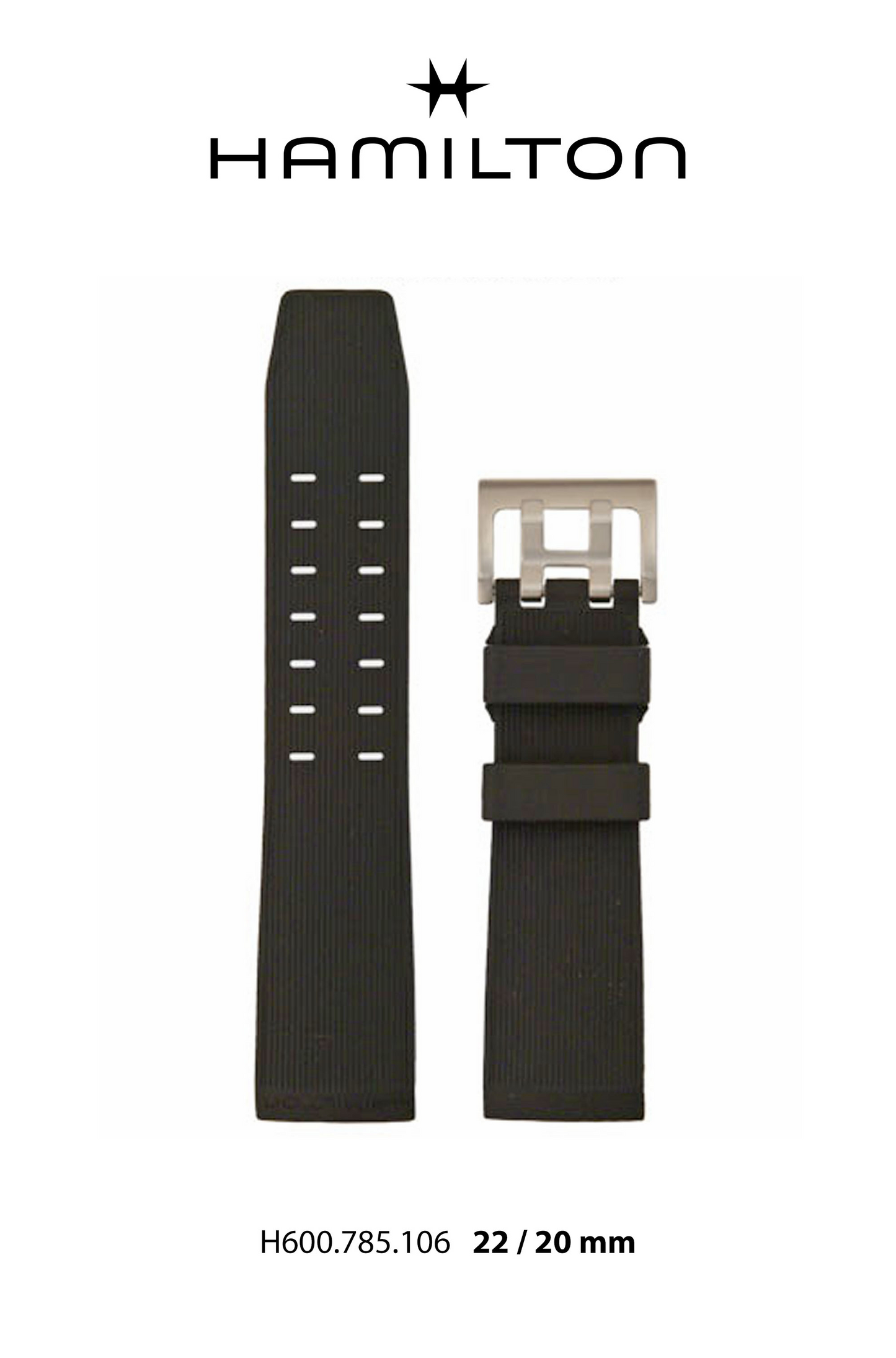 Hamilton Khaki Belowzero Rubber Watch Strap 22-mm Ref H691.785.106 - Genuine OEM