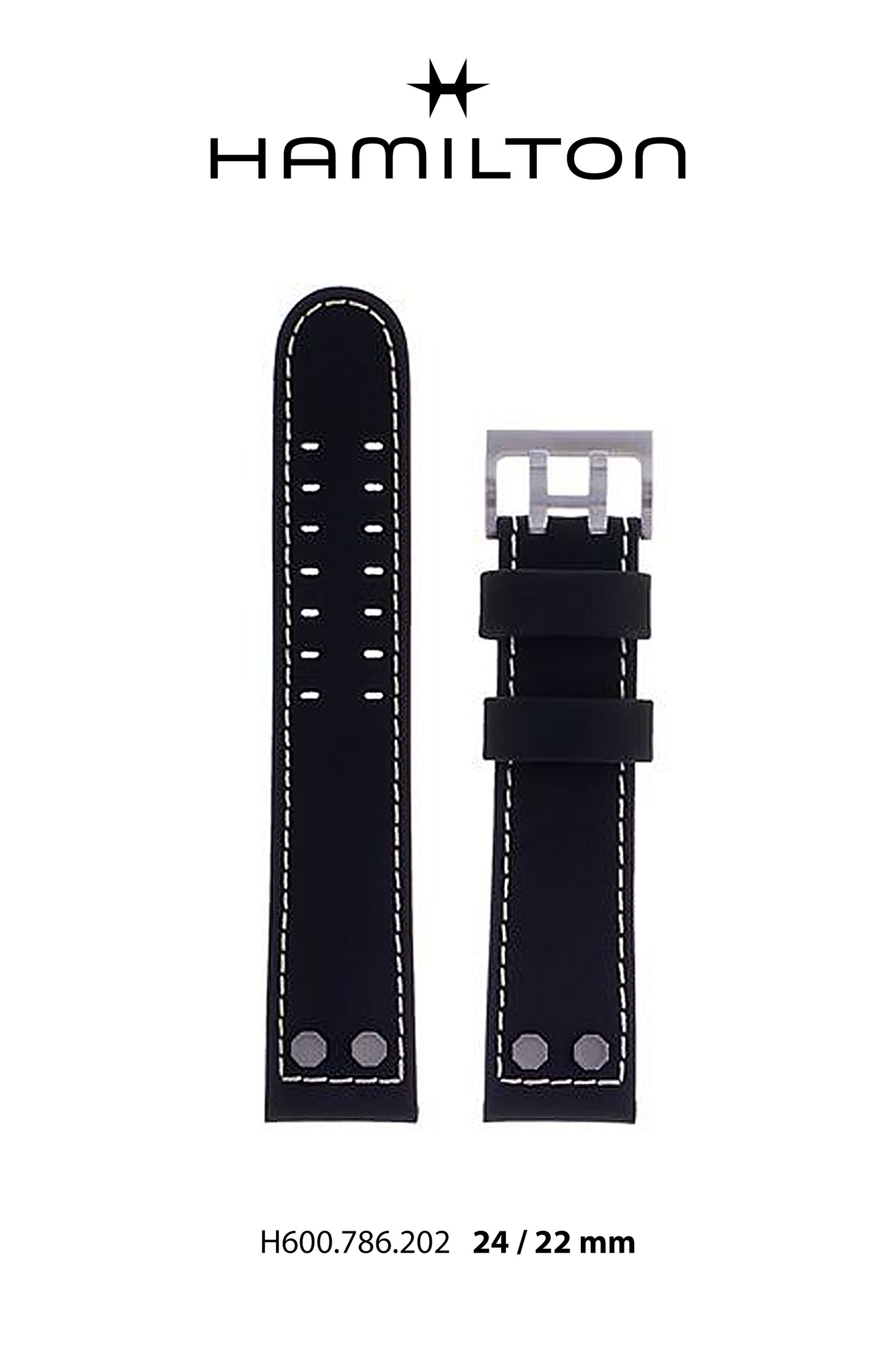 Hamilton Khaki Belowzero Leather-Black Watch Strap 24-mm Ref H690.786.202 - Genuine OEM