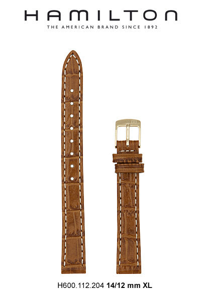 Hamilton Ardmore Leather-Brown Watch Strap 14/12mm Ref H690.112.204 - Genuine OEM