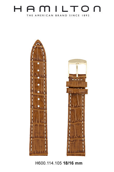 Hamilton Ardmore Leather-Brown Watch Strap 18/16mm Ref H600.114.105 - Genuine OEM