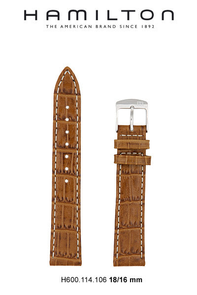 Hamilton Ardmore Leather-Brown Watch Strap 18/16mm Ref H690.114.106 - Genuine OEM