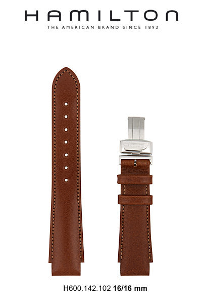 Hamilton Chatham Leather- Brown Watch Strap 16mm Ref H600.142.102 - Genuine OEM