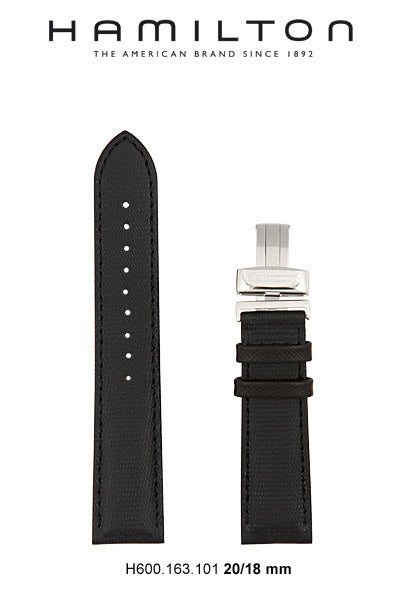 Hamilton Everest Leather - Black Watch Strap 20/18mm Ref H600.163.101- Genuine OEM