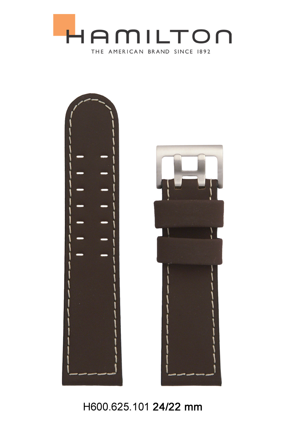 Hamilton Khaki Sunset Leather-Brown Watch Strap 24-mm Ref H600.625.101 - Genuine OEM