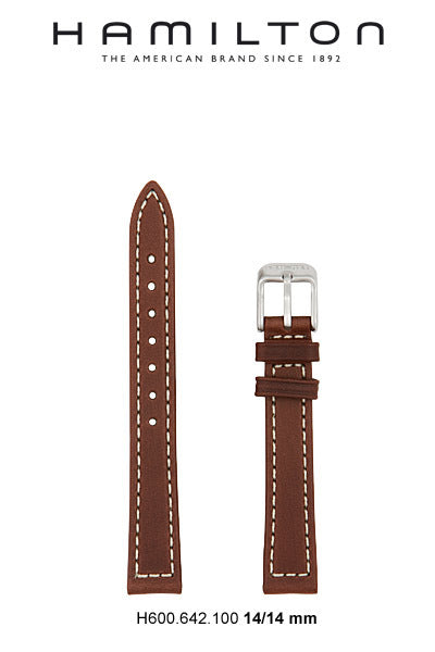 Hamilton Khaki King Leather-Brown Watch Strap 14-mm Ref H600.642.100 - Genuine OEM