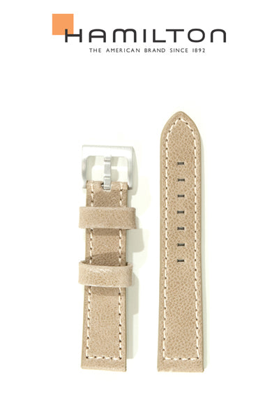 Hamilton Khaki Officer Leather-Beige Watch Strap 18-mm Ref H690.703.101 - Genuine OEM