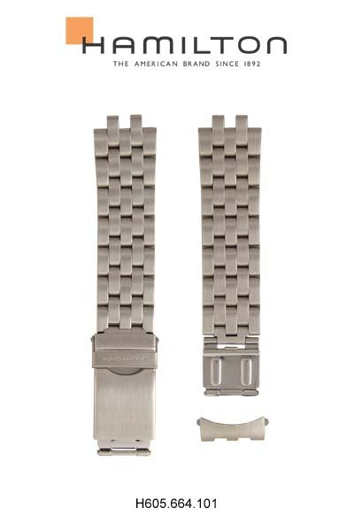 Hamilton Watch L Khaki Auto Chrono Steel Watch Bracelet  Ref H605.664.101 - Genuine OEM