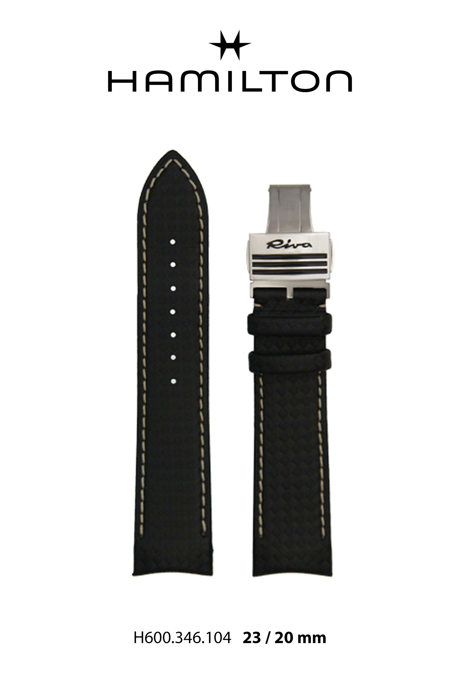 Hamilton Aquariva Leather-Black Watch Strap 22-mm Ref H690.346.104 - Genuine OEM