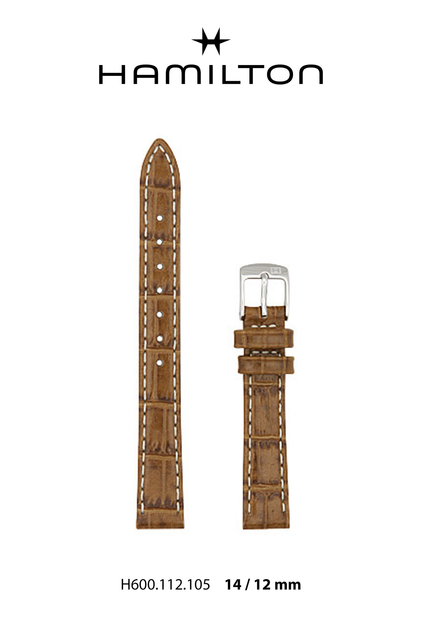 Hamilton Ardmore Leather-Brown Watch Strap 14/12mm Ref H690.112.105 - Genuine OEM