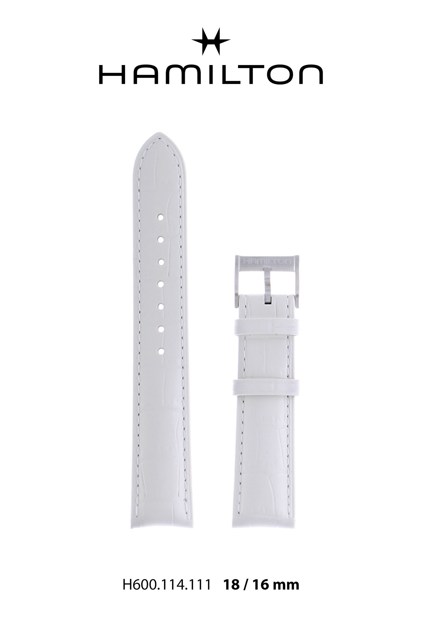 Hamilton Ardmore Leather-White Watch Strap 18/16mm Ref H690.114.111- Genuine OEM