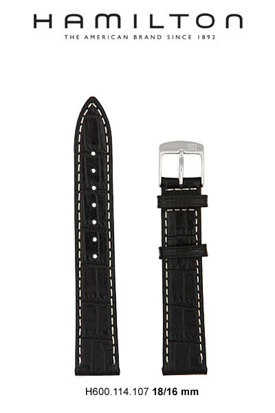 Hamilton Ardmore Leather- Black Watch Strap 18/16mm Ref H600.114.107 - Genuine OEM