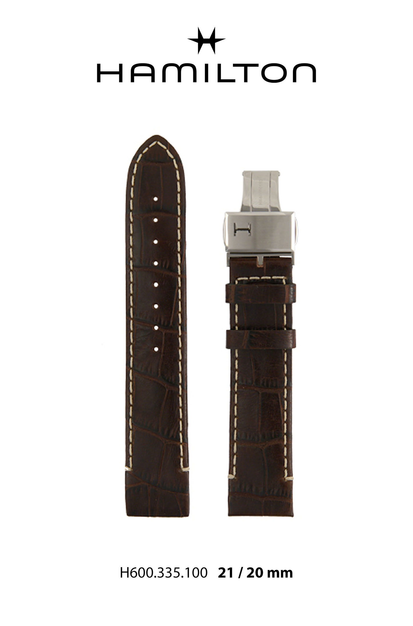 Hamilton Brooke Leather-Brown Watch Strap 21-mm Ref H690.335.100 - Genuine OEM